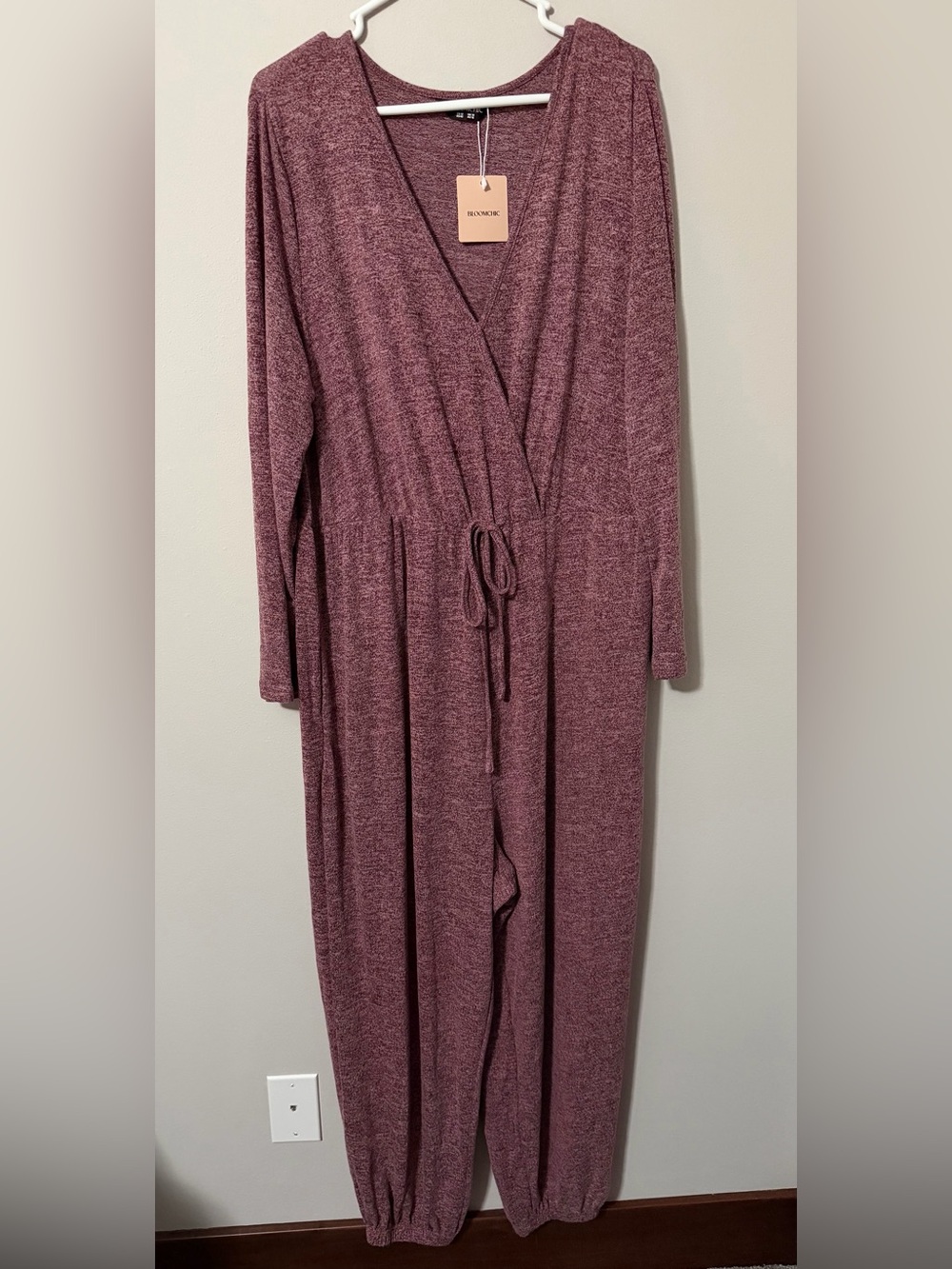 BloomChic Plum Elastic Waist Lounge Jumpsuit Size 12 Cozy Outfit Loungewear NWT - Picture 2 of 9